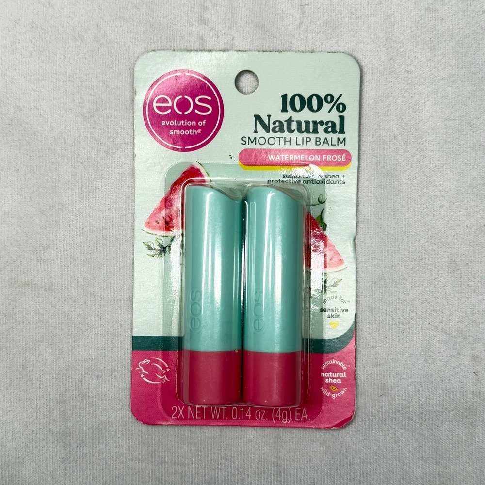 EOS 100% Natural Smooth Lip Balm Watermelon Frose 2 Pack Sticks 0.14oz Each